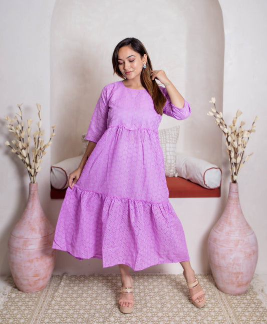 girl wearing purple dress