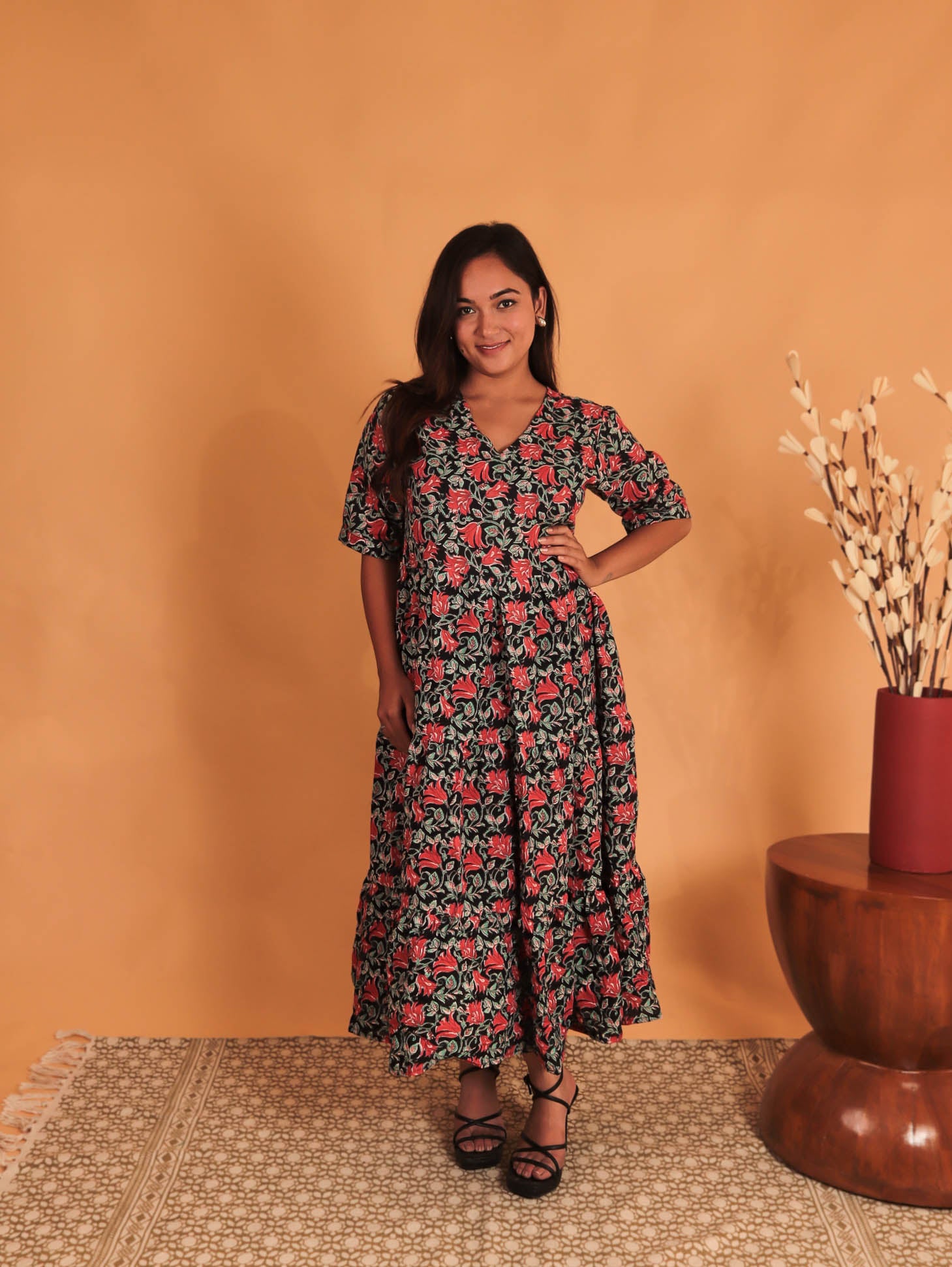 Girl standing in a dress