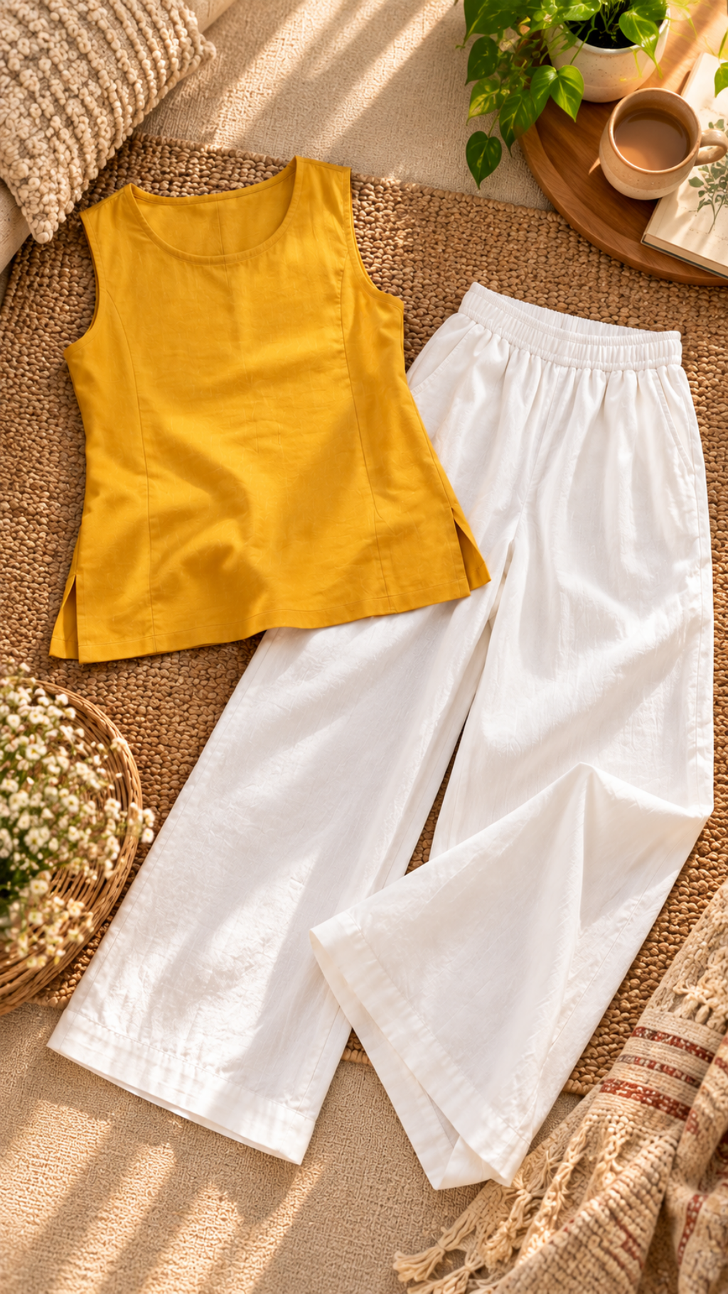 Sunrise Blossom Top with Plazo Pants