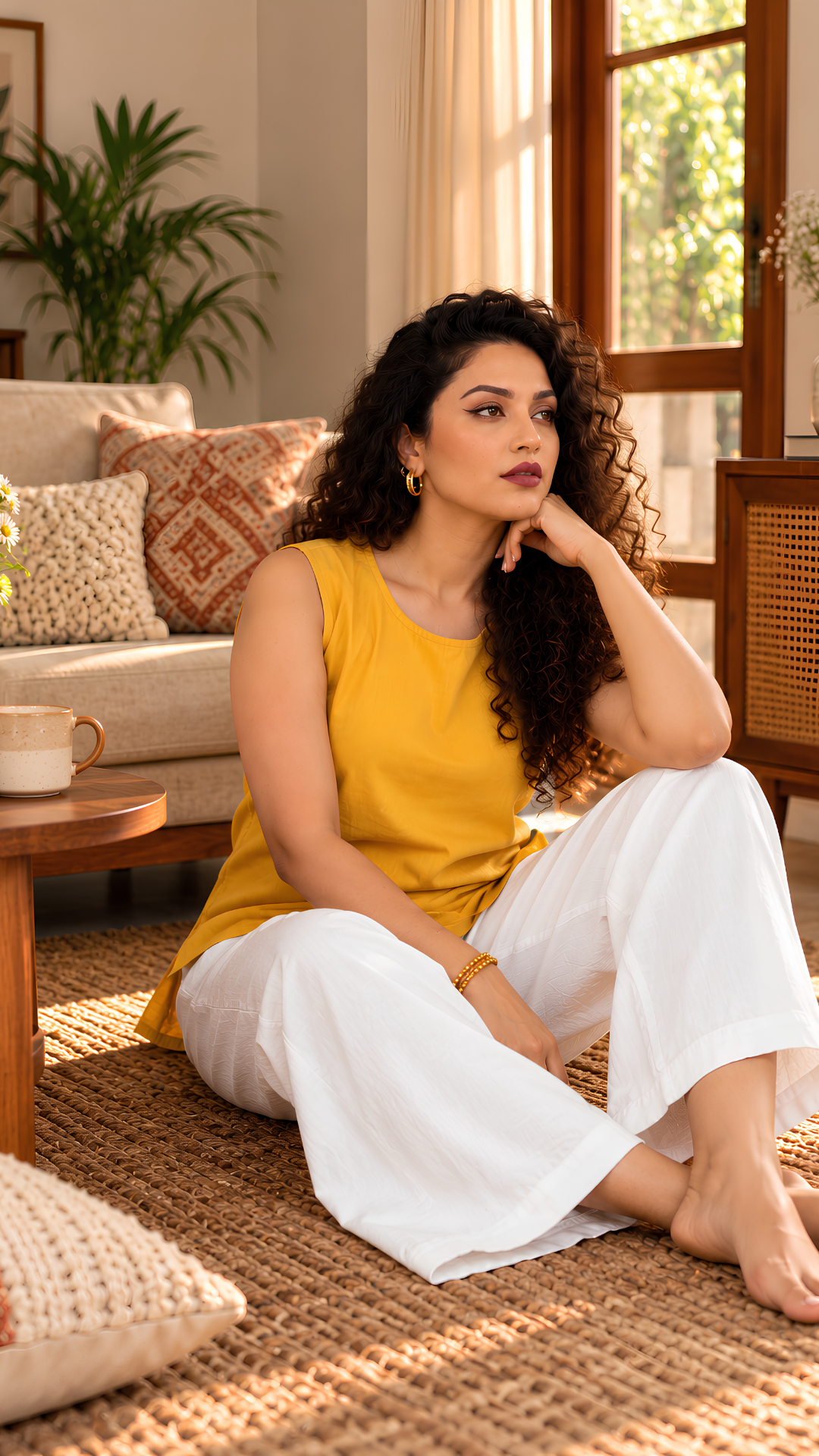 Sunrise Blossom Top with Plazo Pants