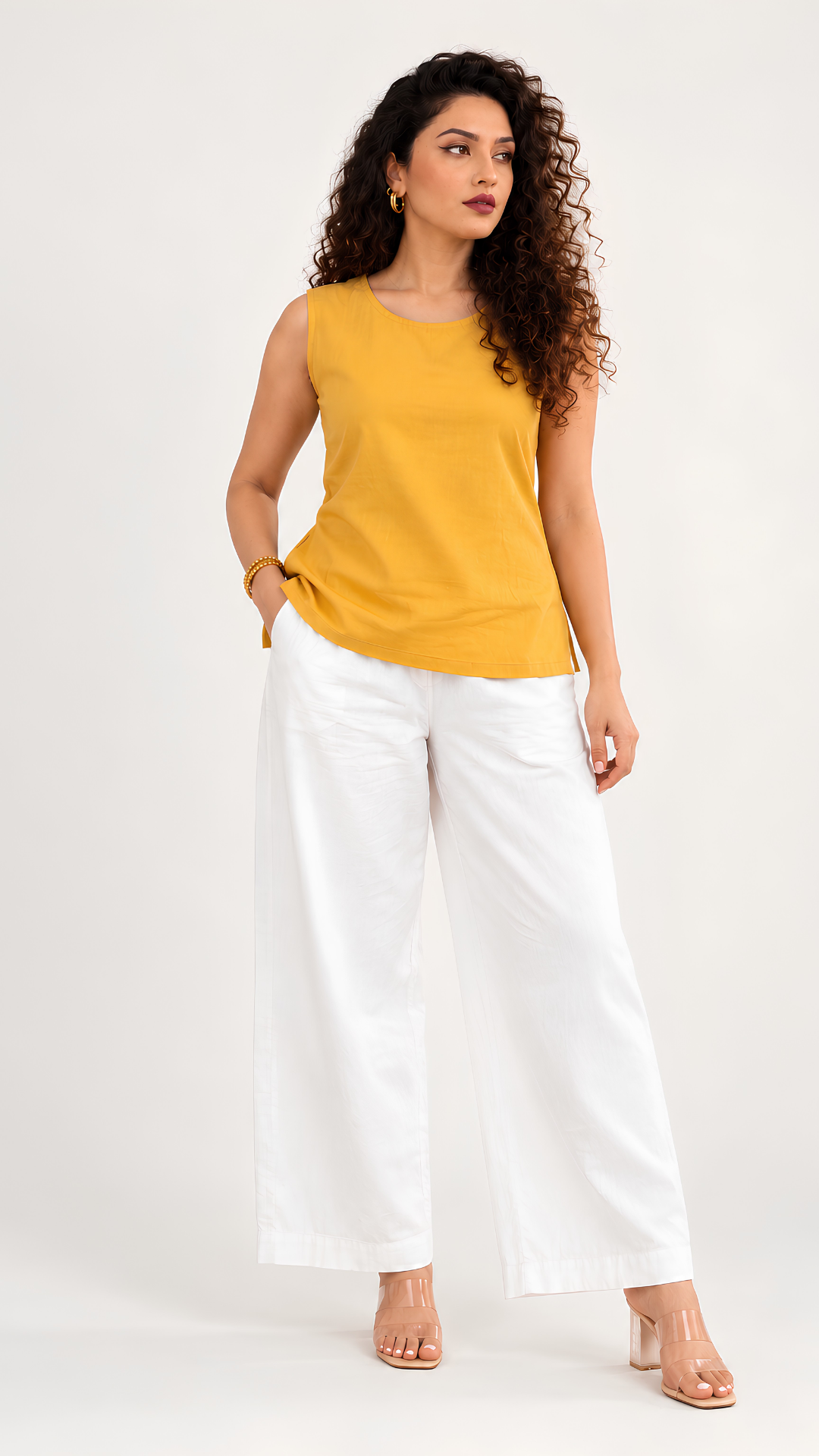 Sunrise Blossom Top with Plazo Pants