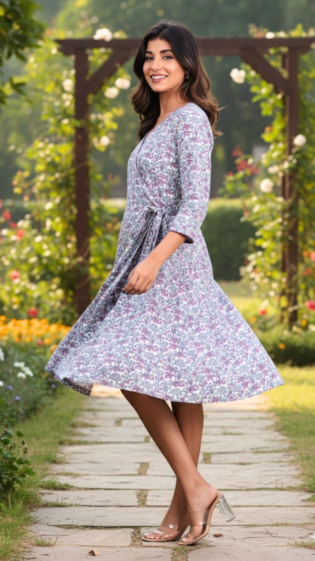 Abstract Floral Midi Dress