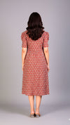 Red Bagh Print Midi Dress