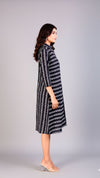 White Vine Block Print Midi Dress