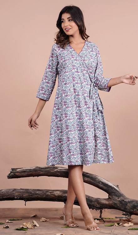 Abstract Floral Midi Dress - Mayin Clothing