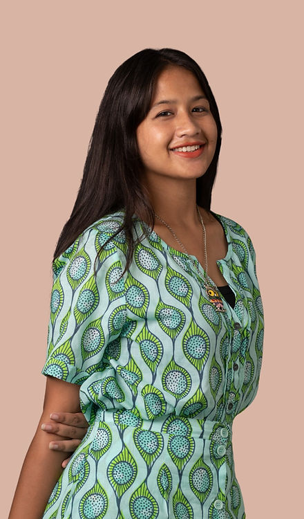 girl in green top left view