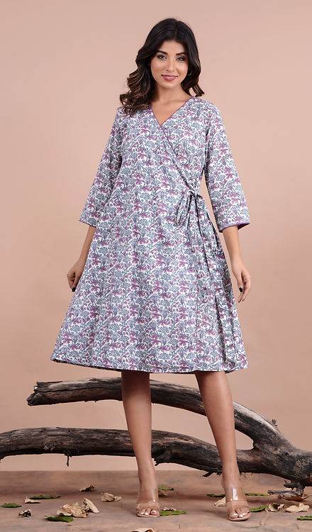 Abstract Floral Midi Dress - Mayin Clothing