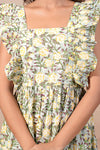 yellow floral dress neck line