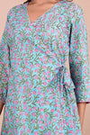 Blue Ditzy Floral Pattern Midi Dress - Mayin Clothing