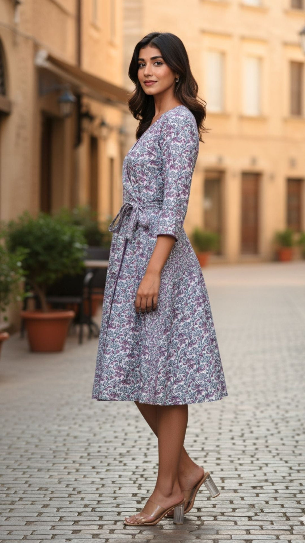 Abstract Floral Midi Dress