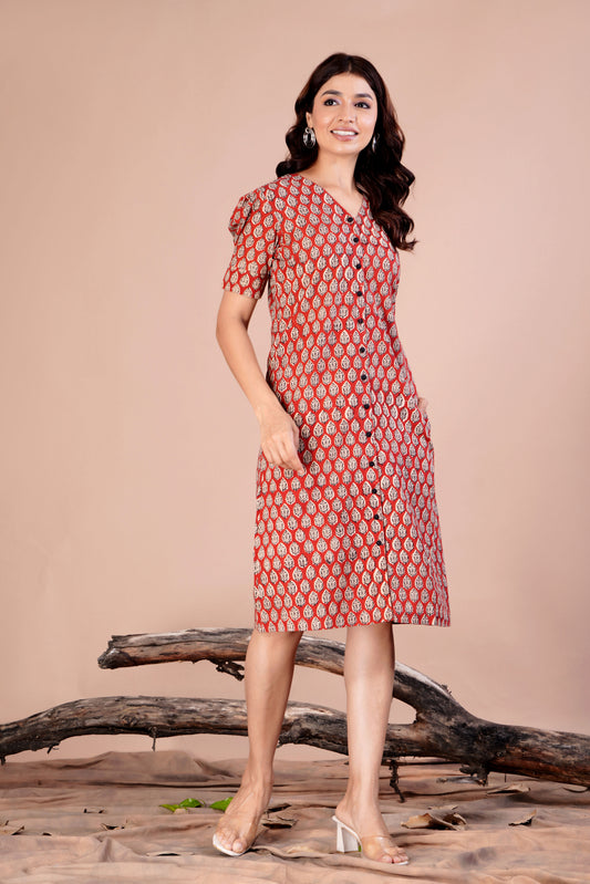 red midi front view