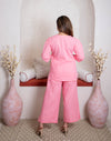 back side view of pink coordset