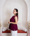 girl in maroon top