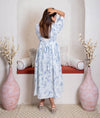 blue floral dress back view