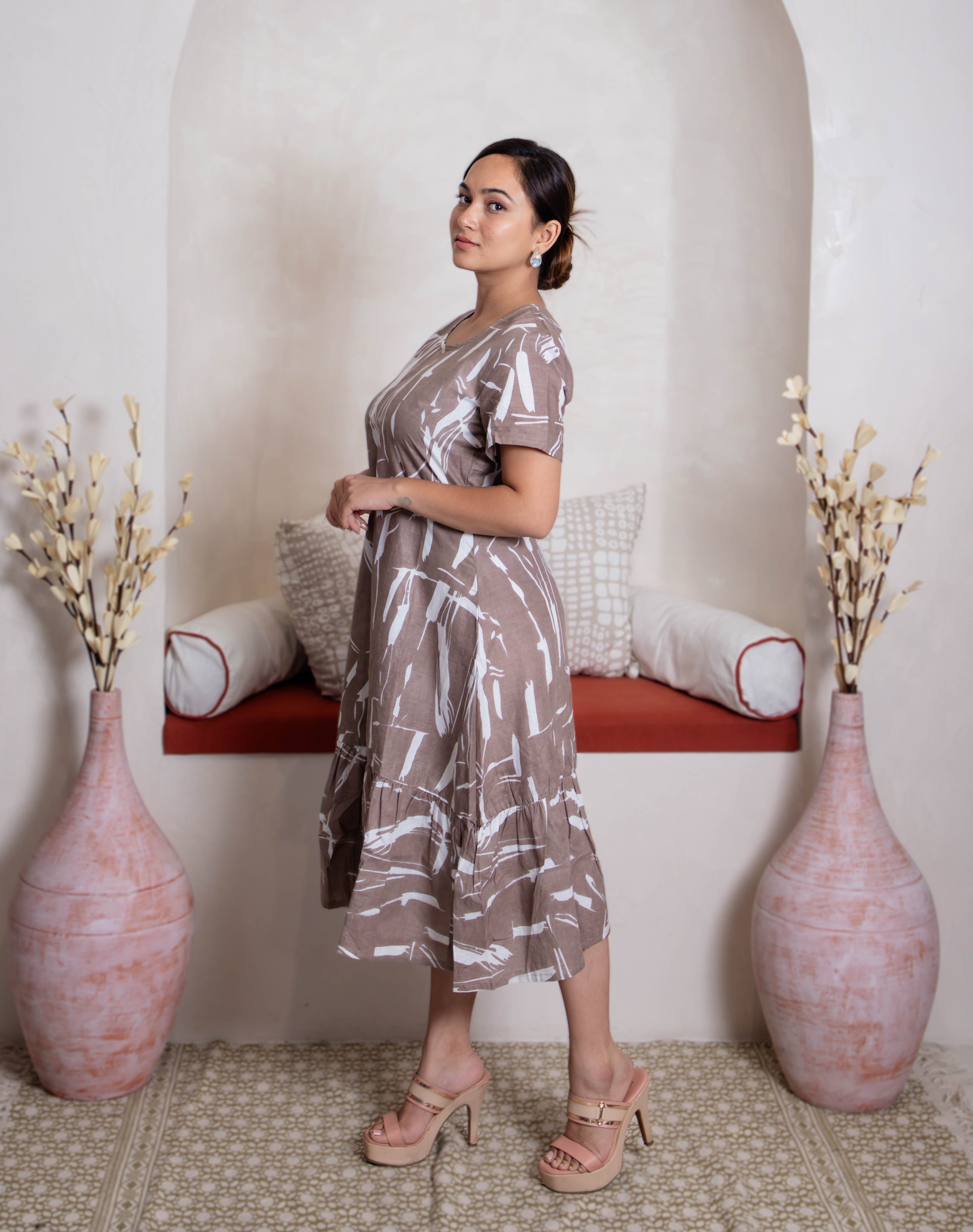 girl wearing brown dress