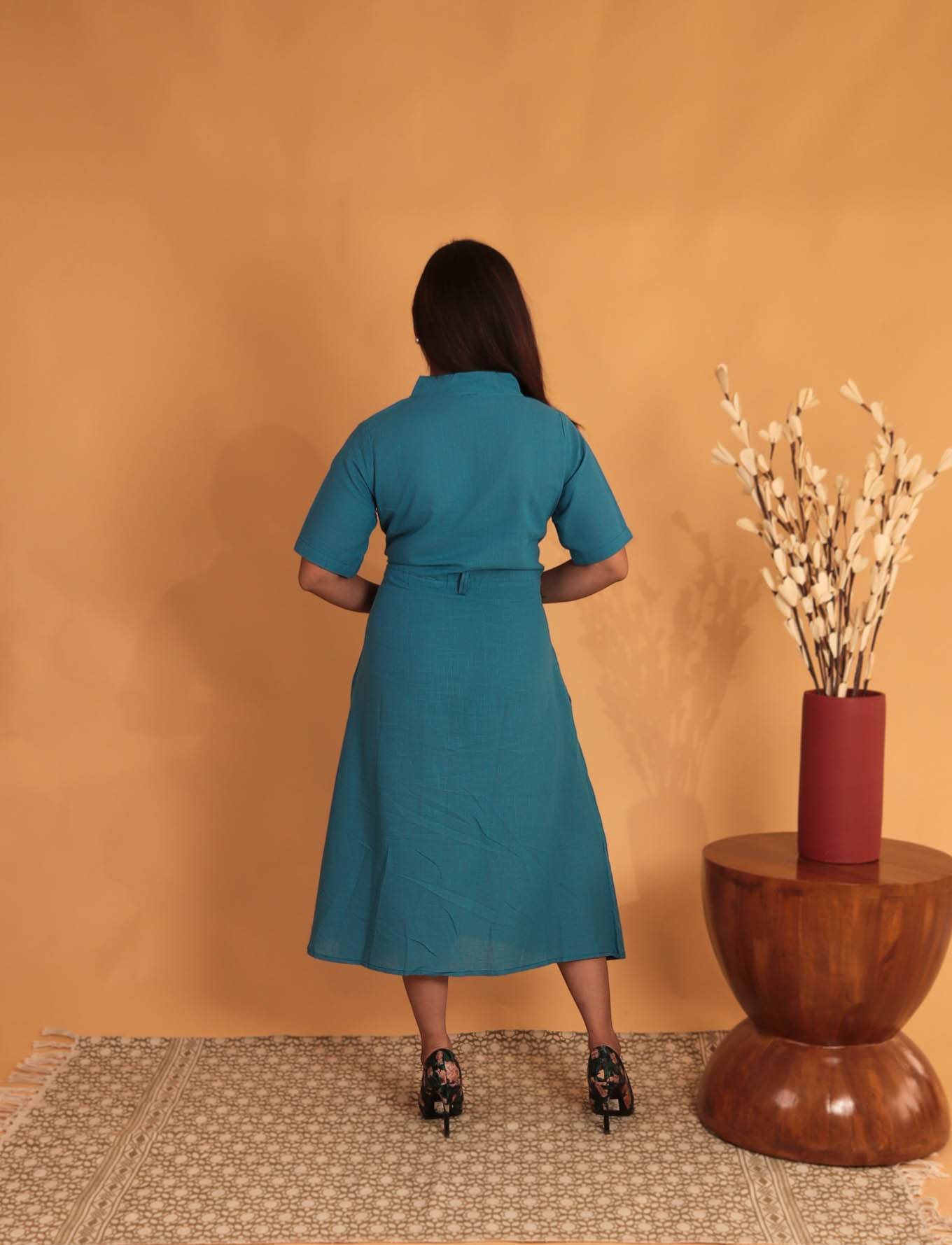 Aqua Ease Midi Dress - Mayin Clothing